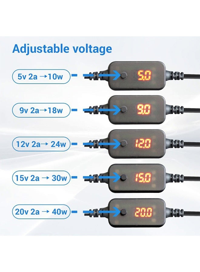 GMORO USB C Male to 12V Car Cigarette Lighter Socket Type-C to Cigarette Lighter Adapter Cable Converter with Voltmeter Display, Adjustable Voltage 5V/9V/12V, Suitable for Car Charger, GPS, Dash Cam - Image 2